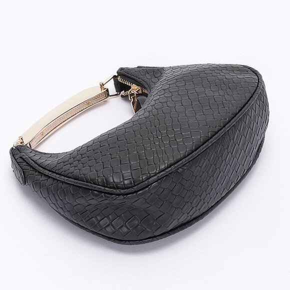 Embossed Faux Leather Metal Handle Bag - Picture 6 of 8